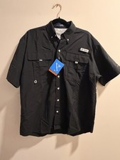 Columbia PFG Bahama Omni-Shade Short Sleeve Fishing Shirt Black,Small New W/Tags