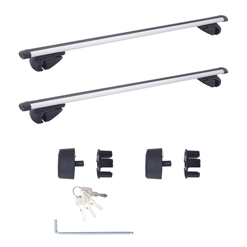 Universal 53" Aluminum SUV Top Roof Rack Cross Bar Luggage Carrier W/Lock Sliver Foto 2 de 3