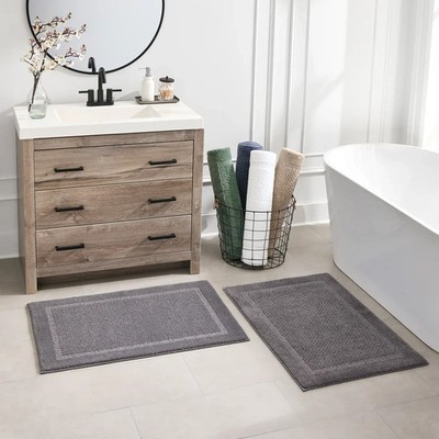 Purely Indulgent Bath Rugs, 2-pack Gun Metal Grey