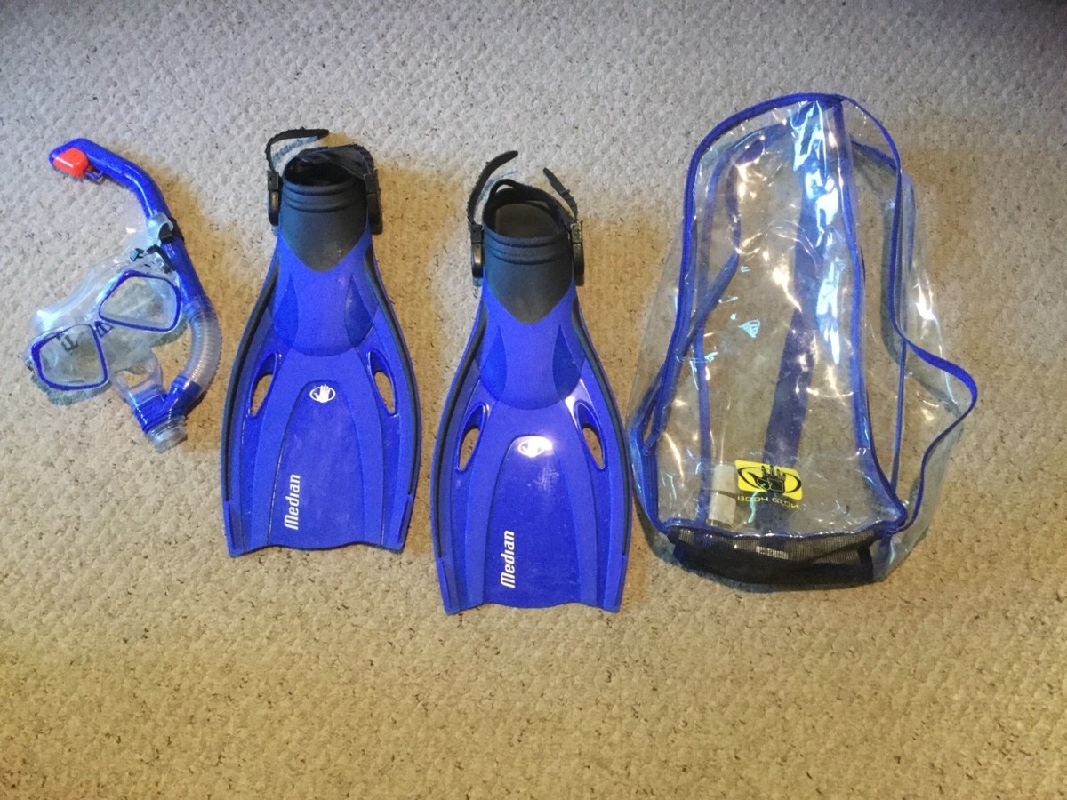 Pre Owned Body Gloves Median Fins, Mask and In Bag