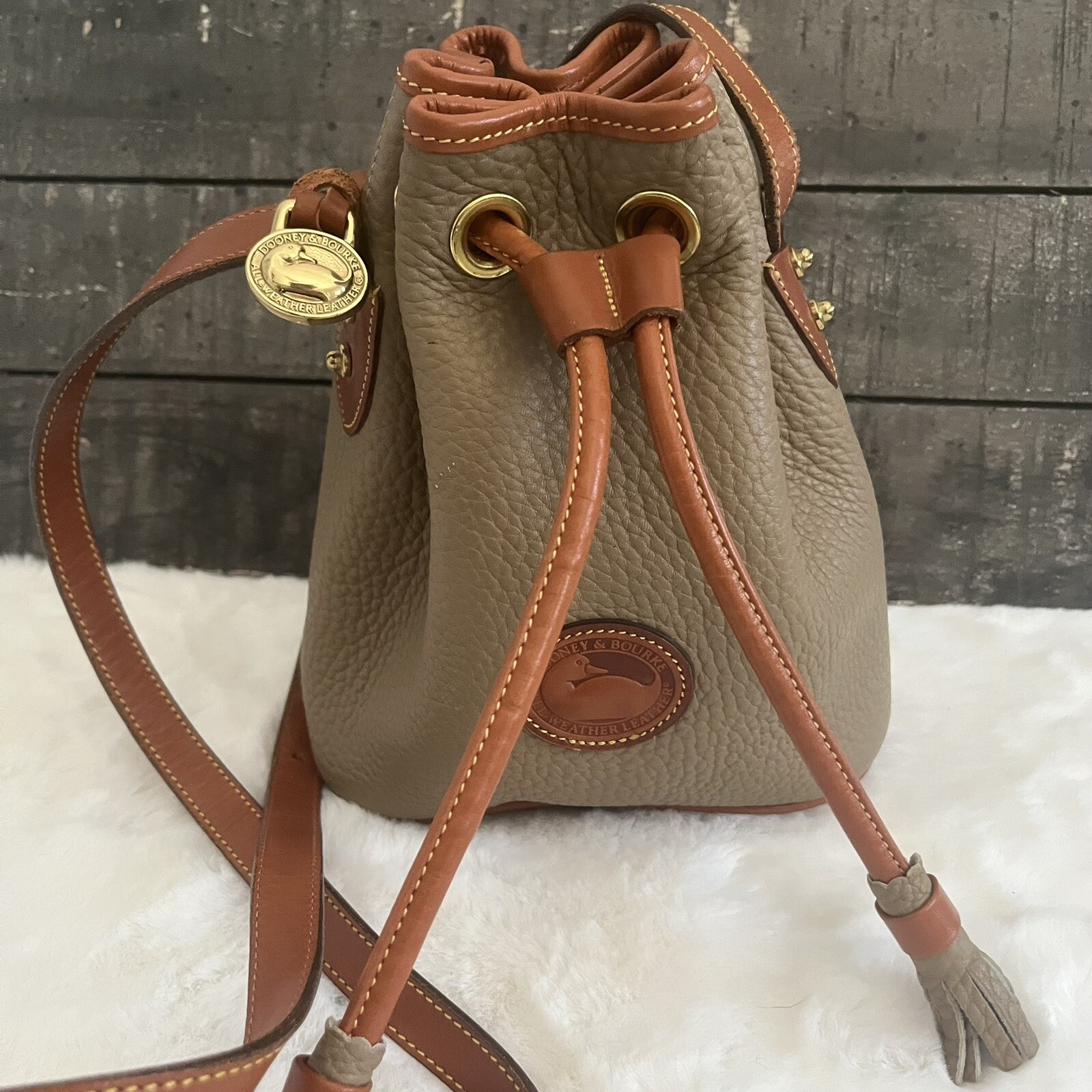 DOONEY & BOURKE Small Drawstring Crossbody Tan Br… - image 6