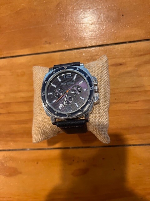 スティッチ Steve Madden Watch Tachymeter Blue Vegan Leather Band Mens Watch