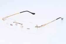 NEW FRED LUNETTES ALASKA 001 RIMLESS GOLD BLACK AUTHENTIC FRAME EYEGLASSES 53-17