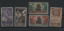 5 timbres-vignettes pour camps de réfugiés polonais en Italie 1946