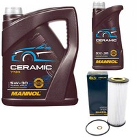 MotoröL Set Mannol 5W-30 Ceramic Plus 6 Liter + ÖLfilter FüR BMW 3Er 5Er Fiat