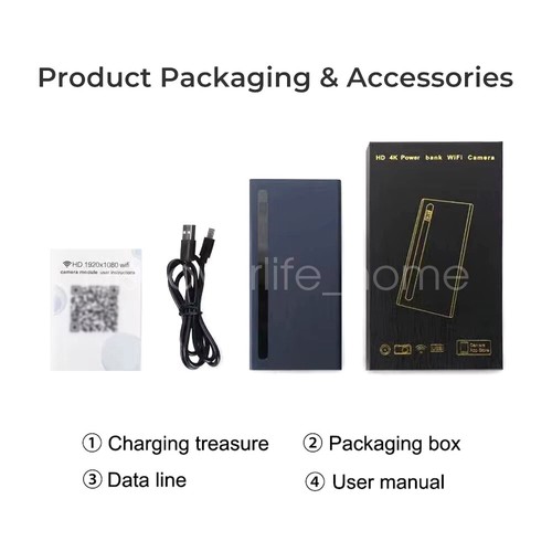 8000mA Power Bank External Battery Mini Wifi Camera HD 1080P Wireless Camera - Photo 17 sur 22