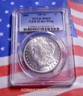 1889 MORGAN SILVER DOLLAR TOP 100 VAM 22 BAR WING PCGS MS62  LOW 34 POP