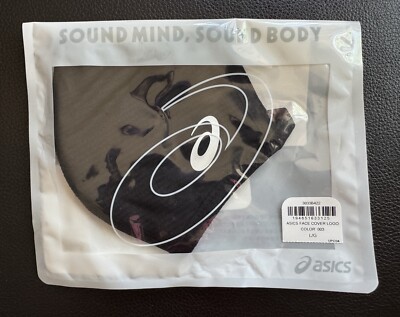 Asics Black Face Cover Mask w/ Spiral Logo NEW Size Large Sz LG Mint in Package