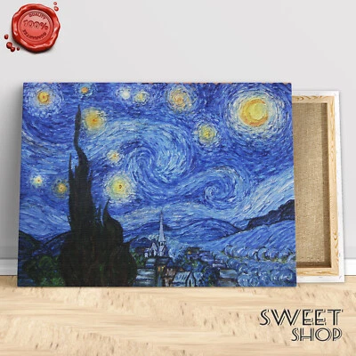 la notte stellata van gogh Stampa su Tela ALTA' QUALITA' QUADRO STAMPE D'ARTE