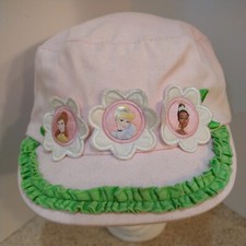 Disney Multi Princess Girls Brim Cotton Canvas Cap Elastic Back Pink