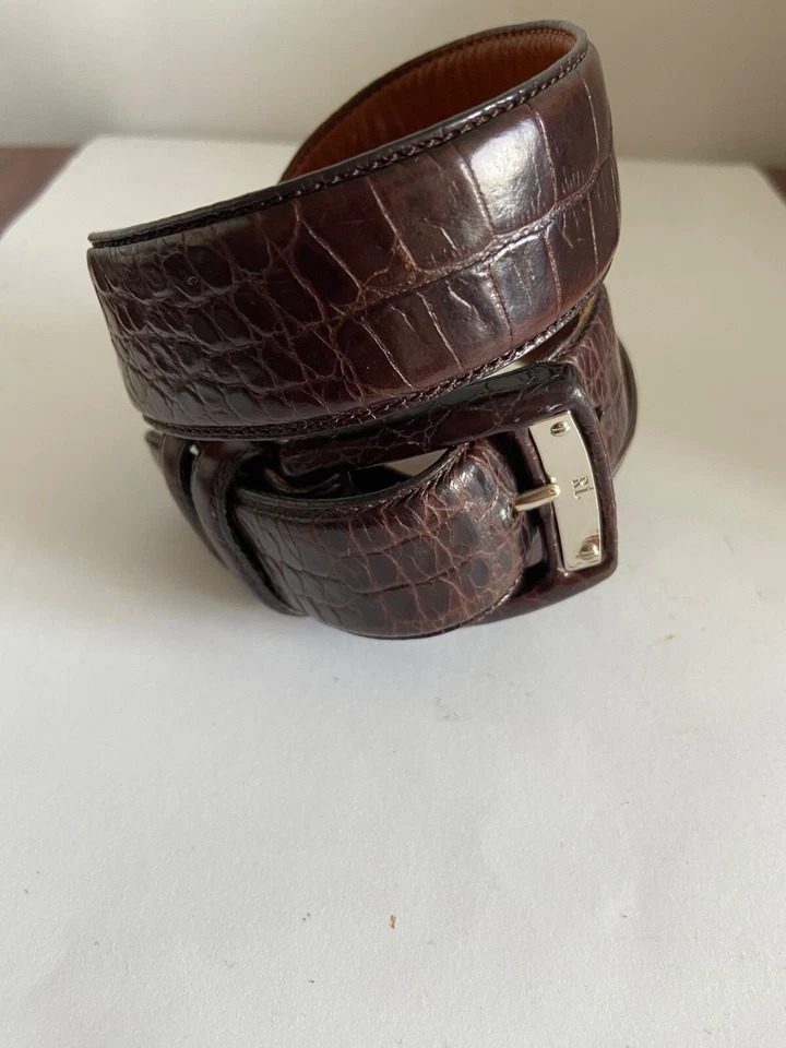 Cinturón de cocodrilo marrón vintage Ralph Lauren talla S Foto 2 de 4