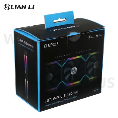 LIAN LI UNI FAN SL120 Black 3Pack w/ Controller 800-1900 RPM 120mm