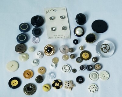 Vtg Lot (50) Fifty Clothing Sewing Buttons Art Projects Shabby Chic Coat Sweater