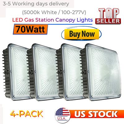 4Pack 70W LED Canopy Light Parking Lot Gas Station Lamp IP65 8400LM Lights 5000k