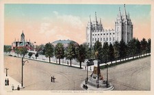 Salt Lake City Utah Mormon LDS Temple Brigham Young Monument Church Postcard G29