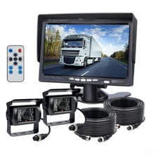7" Quad Split Monitor Screen 2 Reversing Camera 2 x10m 12-24V For Caravan Truck