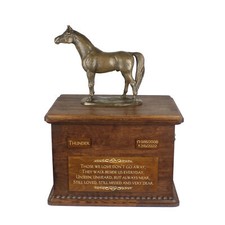 Australian Breeding Horse Wooden Urn With Bronze Statue Art-Dog