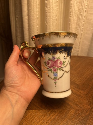 NEW Nantucket Home Tea Coffee Cup Mug Fancy Roses Gold Gilded Floral Porcelain - Bild 9 von 10