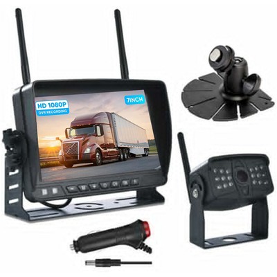 7'' Digital Wireless Quad Monitor + CCD Rear View Backup Camera For Truck RV Van