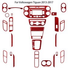 Kit de cubierta interior completo de fibra de carbono rojo 31 piezas para Volkswagen Tiguan