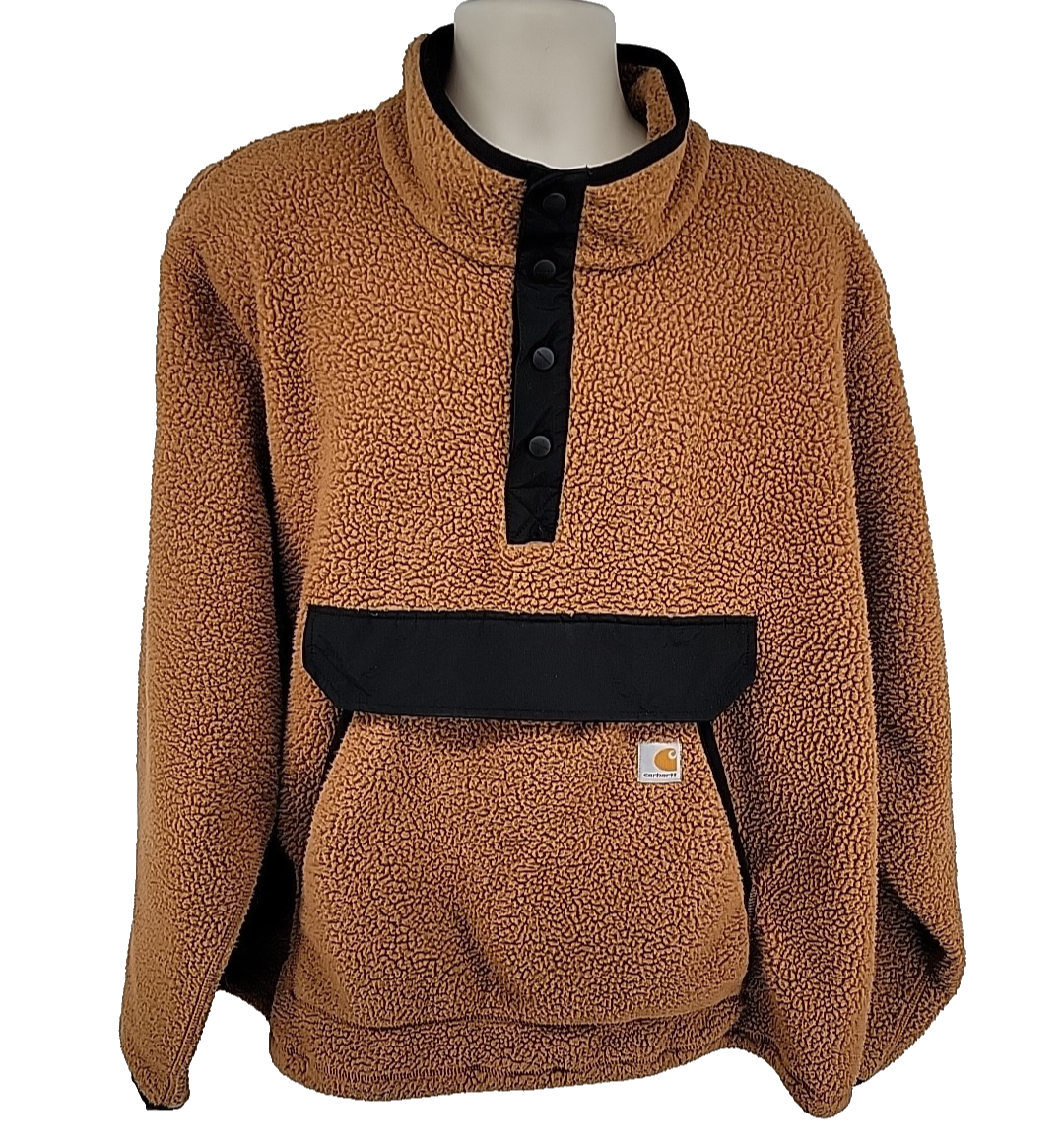 Carhartt Fleece Mens XL Brown Relaxed Fit T Snap Outdoor Sweater