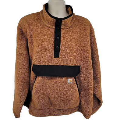 Carhartt Fleece Mens XL Brown Relaxed Fit T Snap Outdoor Sweater Jacket 104991-M