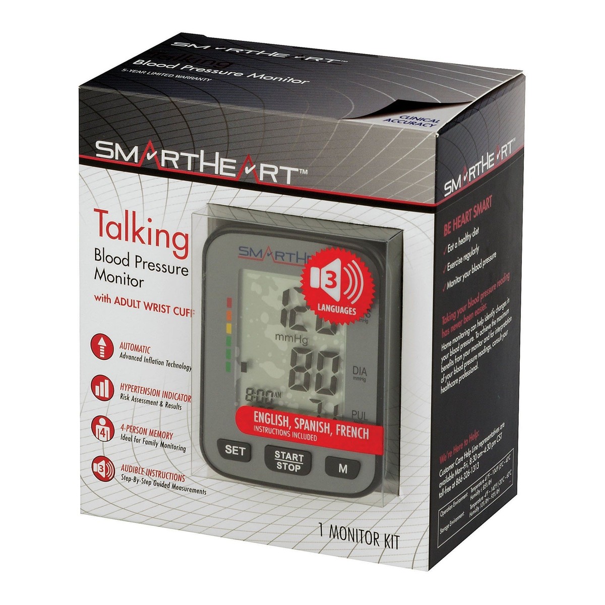 SmartHeart Premium Talking Wrist Blood Pressure Monitor (Sold as