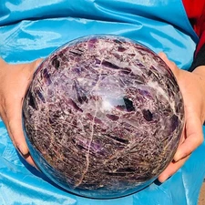 19.18LB Natural Dream Amethyst Ball Quartz Crystal Energy Mineral Specimen Heals