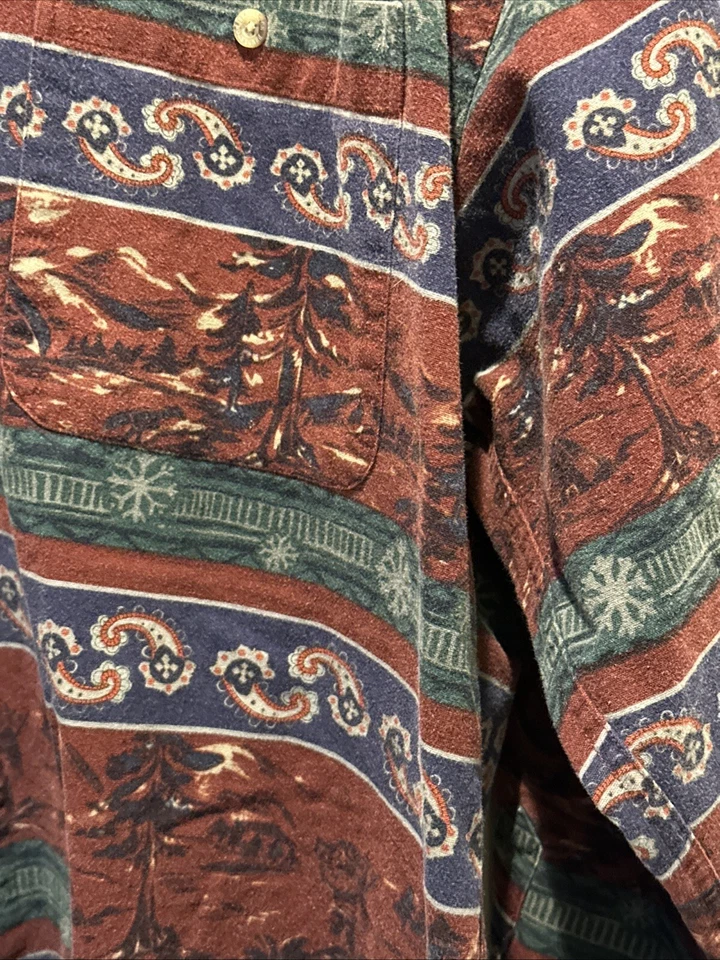 Camisa Pendleton Para Hombres Abotonada Franela Occidental Gamuza Paisley Canoa Esquí Grande Foto 4 de 4