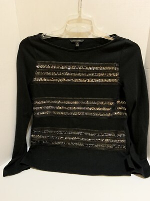 black sequin stripe long sleeve top