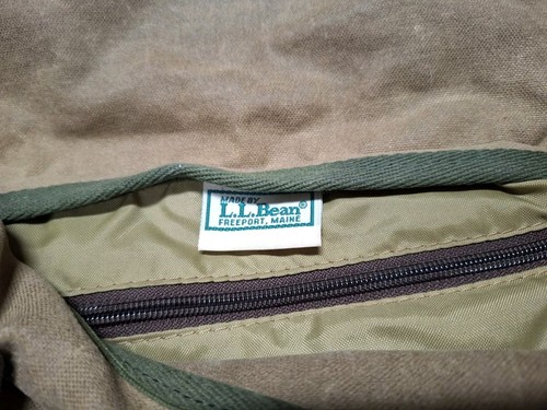 Vintage 90s LL Bean Waxed Canvas & Leather Messenger Briefcase - Picture 2 of 4