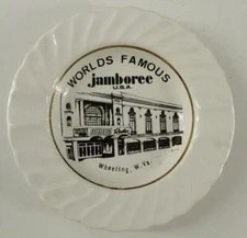 Vintage Advertising Ceramic Ashtray WORLDS FAMOUS JAMBOREE Wheeling WV
