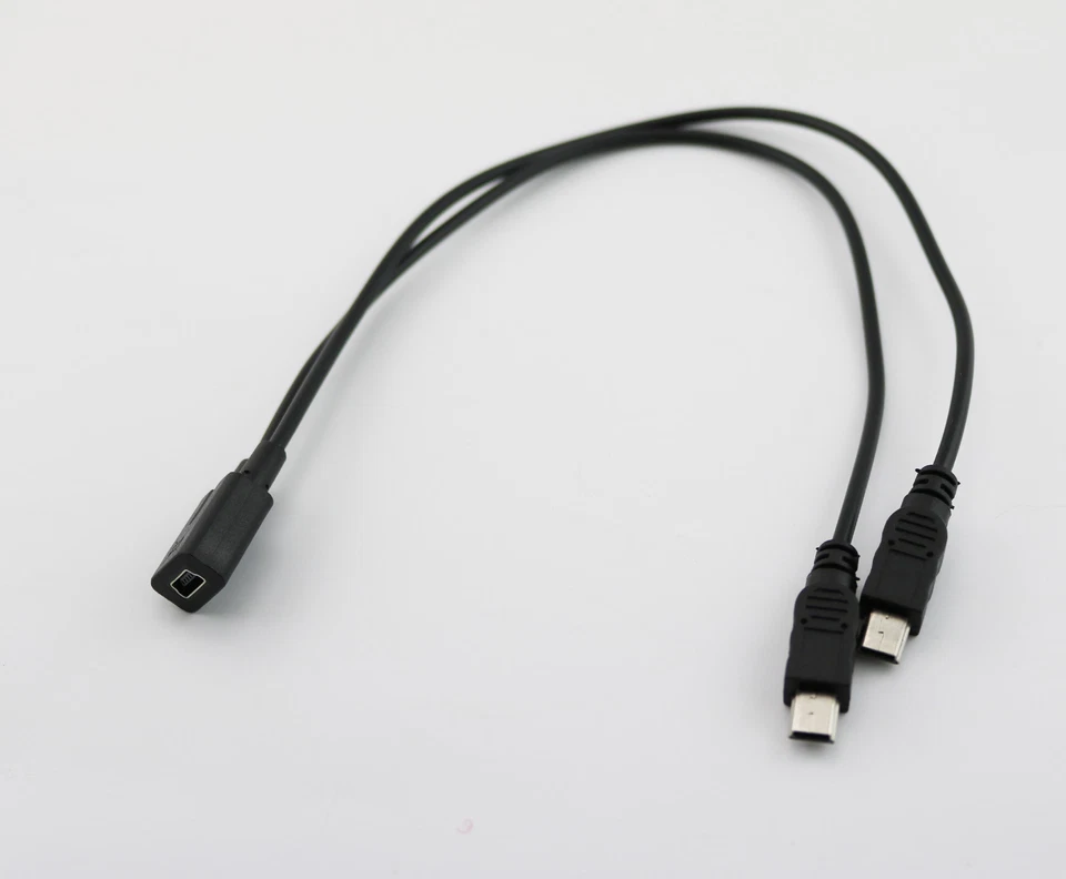 Mini USB 2.0 Female To Dual 2x Male Splitter Y Extension Charger Adapter Cable - Image 2 of 4