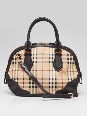 Burberry Haymarket Canvas/Chocolate Leather Small Orchard Bowling
