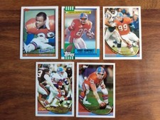 5 Card Lot of 1990-94 Topps Denver Broncos Football Cards ( 1 Rookie )