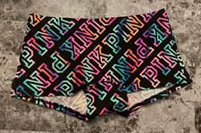 NWT VICTORIA'S SECRET PINK MEDIUM BLACK NEON OMBRE LOGO RARE BOYSHORT PANTIES