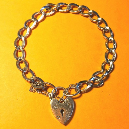Bracelet Vintage En Argent Sterling 925 HMK Avec Fermoir Cœur - Longueur 17,5 Cm
