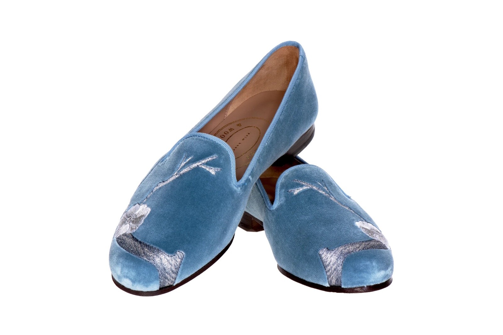 $575 NIB Stubbs & Wootton Women's Leather Velvet Slippers Loafers Shoes US 8.5