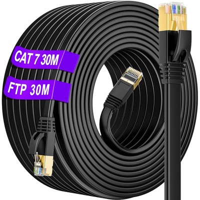 30m Cat 7 LAN Kabel 30 meter Flach Outdoor Indoor, S/FTP Netzwerkkabel 30m Ho...