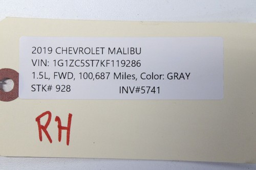 2016-2019 CHEVROLET MALIBU REAR RIGHT PASSENGER SIDE SEAT BOLSTER PAD OEM - Picture 8 of 8