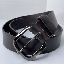 CK Calvin Klein Jeans Brown Belt Leather Medium 456005 Black buckle 1.5"