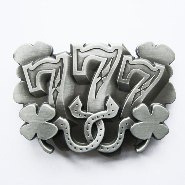 Lucky Triple 777 Horseshoe Four Leaf Clover Casino Gambling Metal