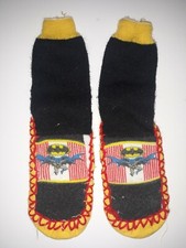 ULTRA RARE Vintage Batman Youth Slipper Socks 1989 DC Comics Size M8 Pre-Owned