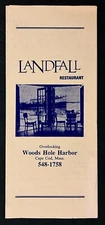 1990s Cape Cod Massachusetts MA Landfall Restaurant Vintage Menu Travel Brochure
