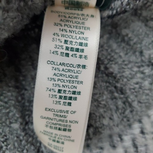 Roots Canada Poncho One Size Wool Blend Fringe Cowl Neck Cape Plaid Gray Sweater - Bild 8 von 9