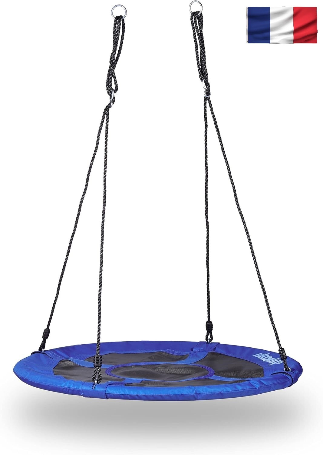 Balançoire nid d'oiseau ronde en nylon bleu foncé 100cm pour jardin
