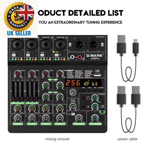Audio Mixer G40PRO 4-Channel Mixing Console with RCA Input and XLR Connectivity - Picture 6 of 6