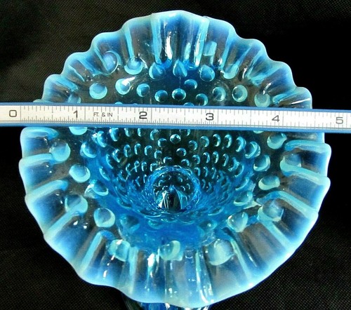 Vintage Fenton Türkis Aqua Glas Horn of Plenty Vase Schuhnagel geriffelt 6" hoch - Bild 11 von 12