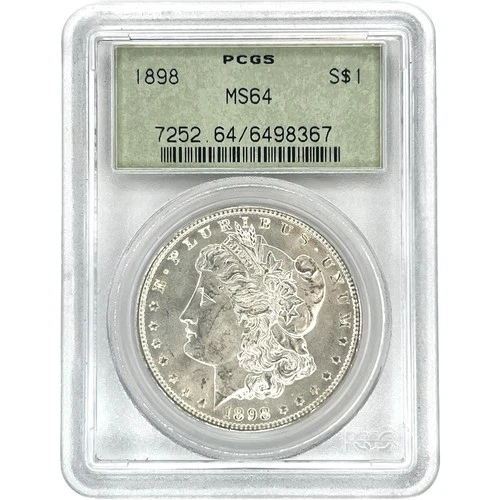1898 $1 MORGAN DOLLAR - PCGS MS-64, OLD GREEN HOLDER & PREMIUM QUALITY! NA-01