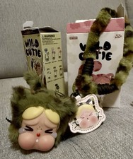 NEW POP MART CRYBABY Wild But Cutie Camo Cutie Cat Plush Pendant Lanyard set